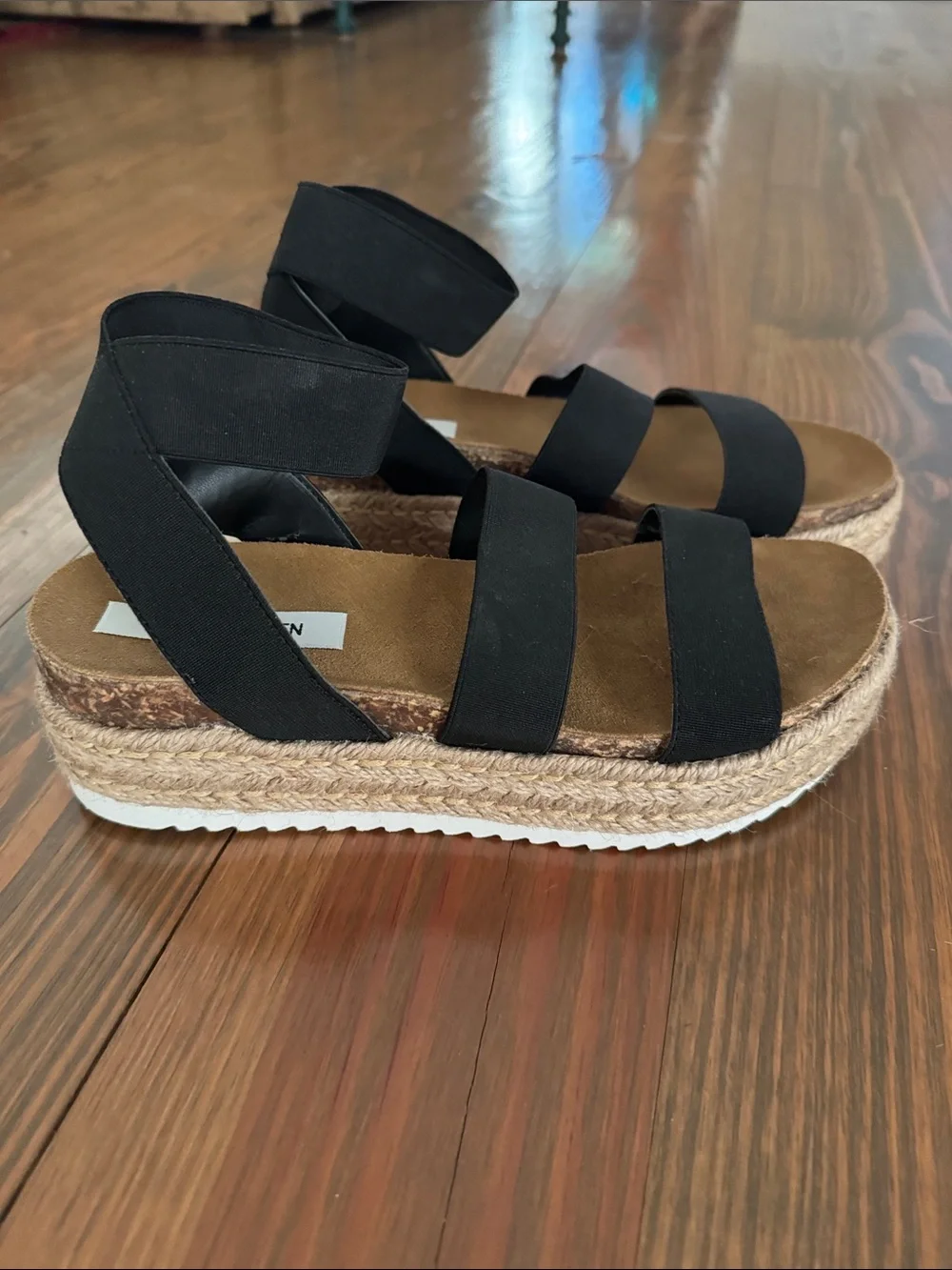 Steve Madden Black Espadrille Platform Sandals with Ankle Strap